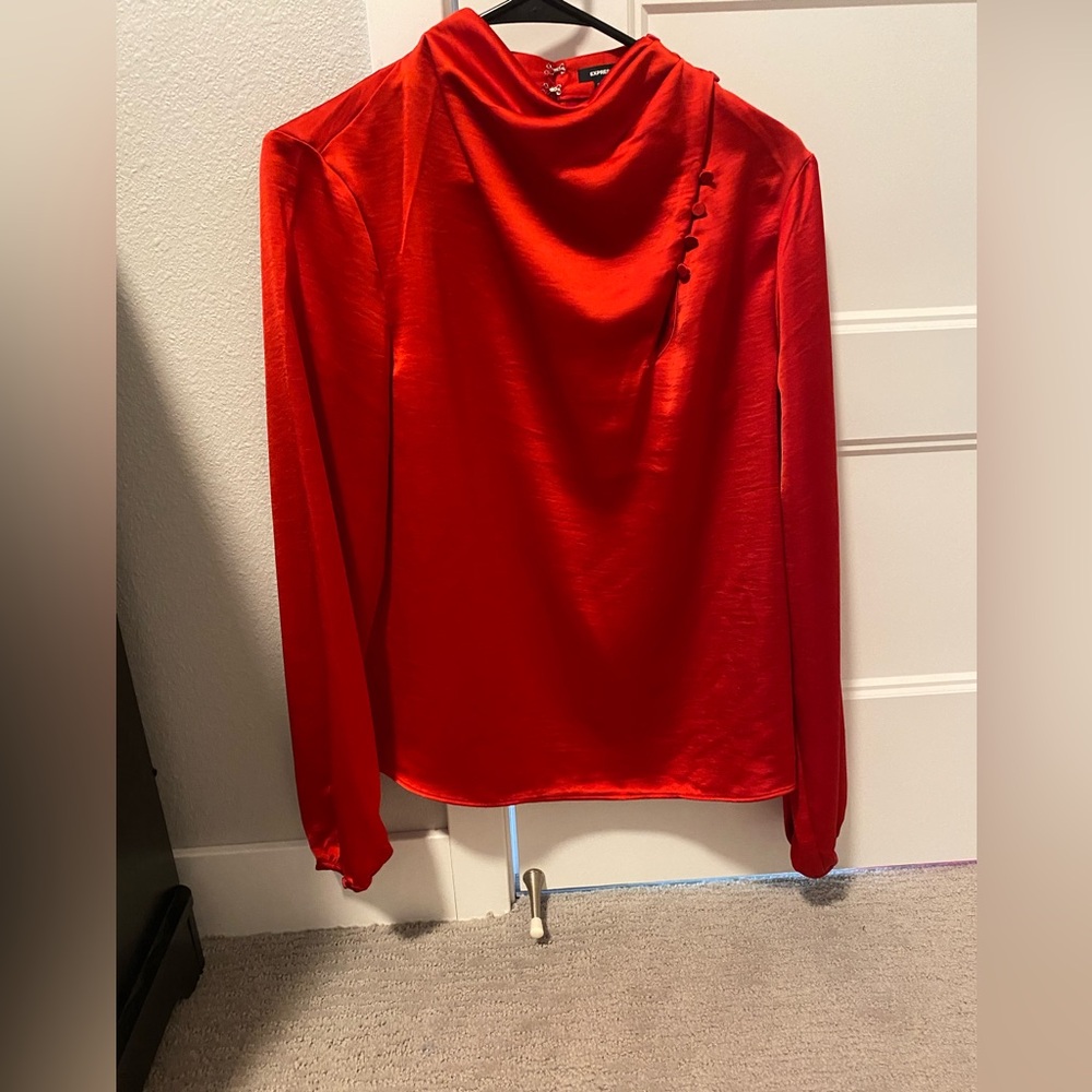Express Red Satin Blouse - Picture 2 of 4